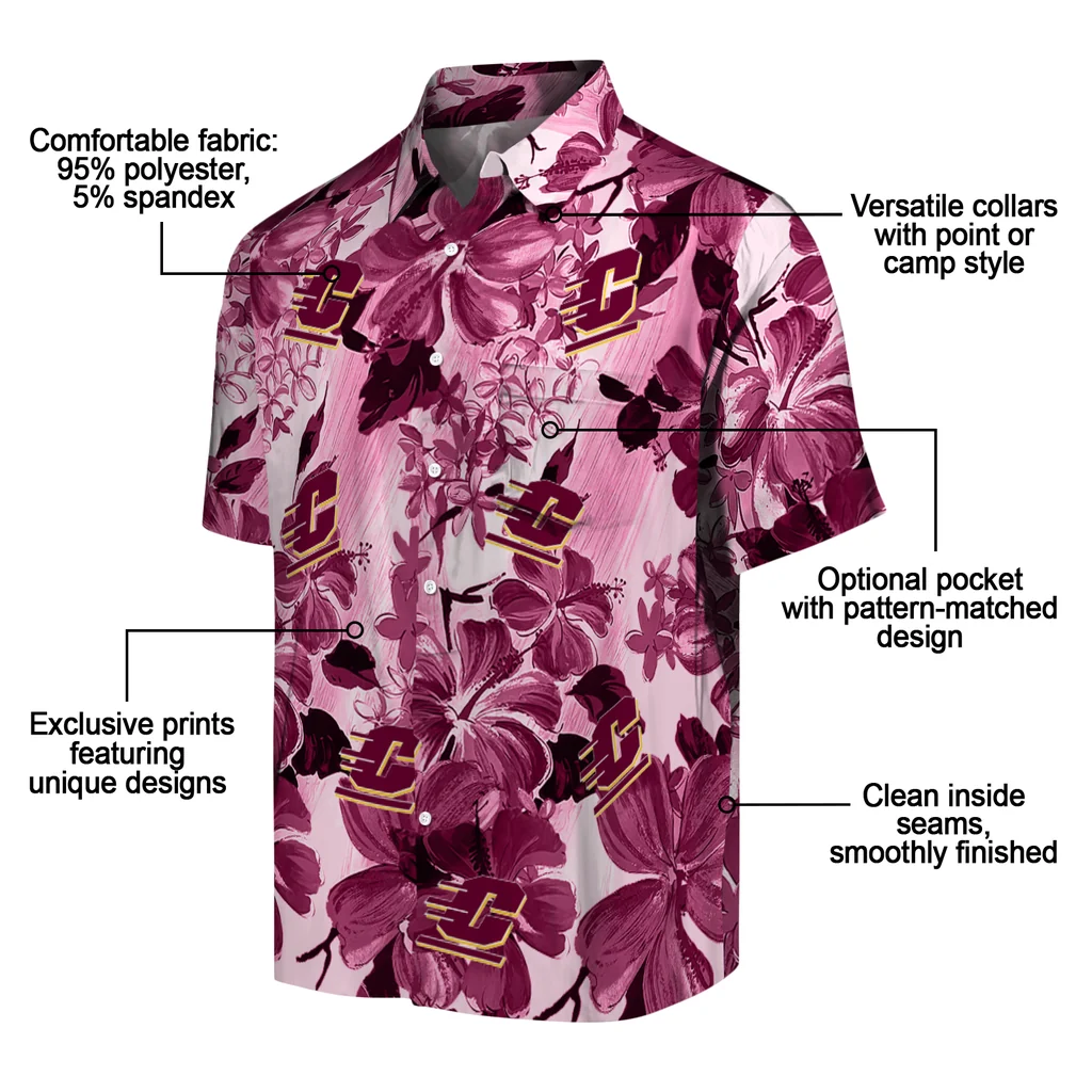 Central Michigan Chippewas Hawaiian Shirt - Hibiscus Arrangement central michigan chippewas hibiscus arrangement maroon hawaiian shirts new arrival