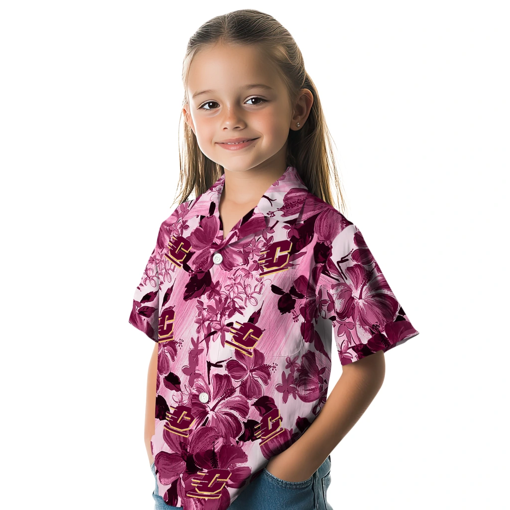 Central Michigan Chippewas Hawaiian Shirt - Hibiscus Arrangement central michigan chippewas hibiscus arrangement maroon hawaiian shirts premium grade