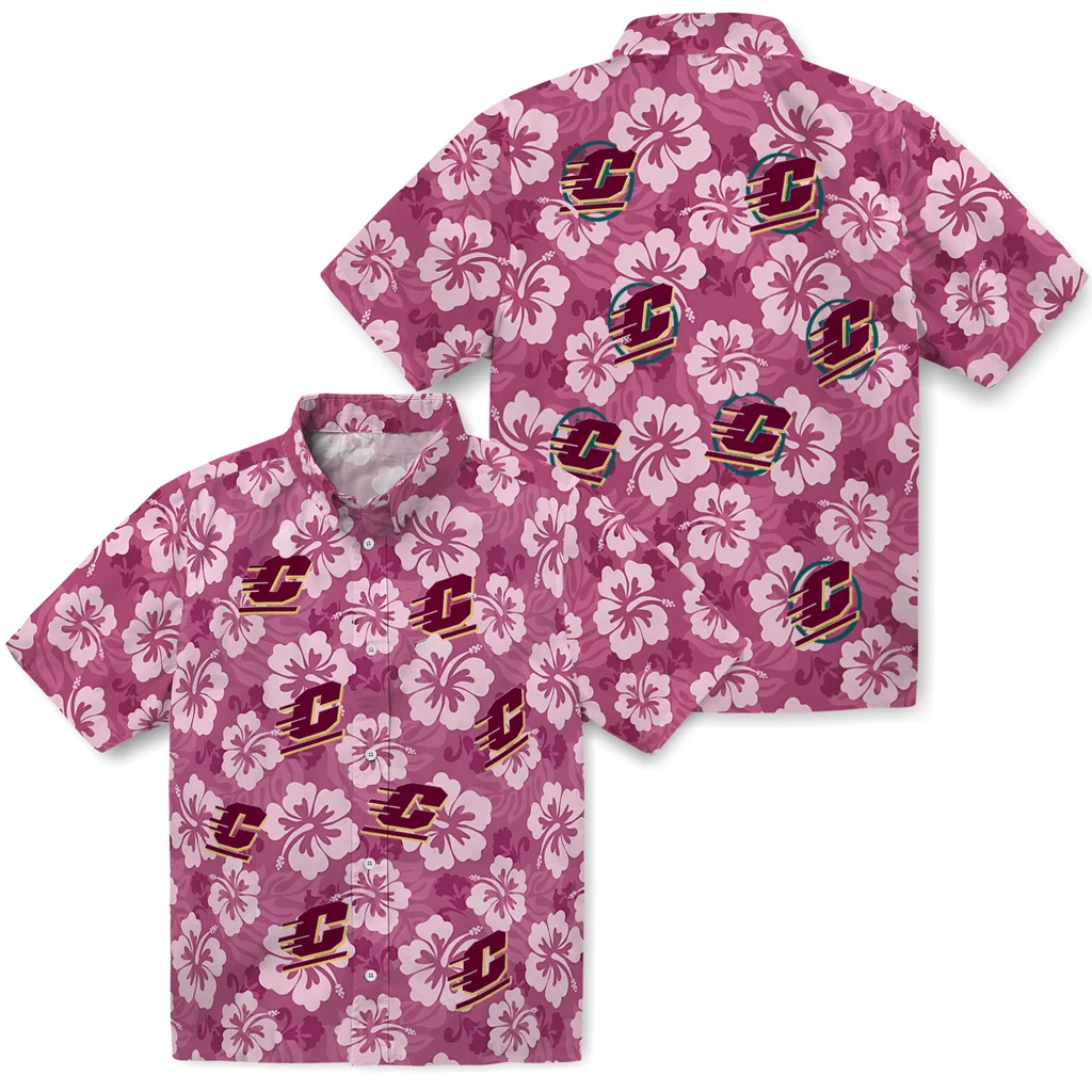 Central Michigan Chippewas Hawaiian Shirt - Hibiscus Cluster central michigan chippewas hibiscus cluster maroon hawaiian shirts high quality