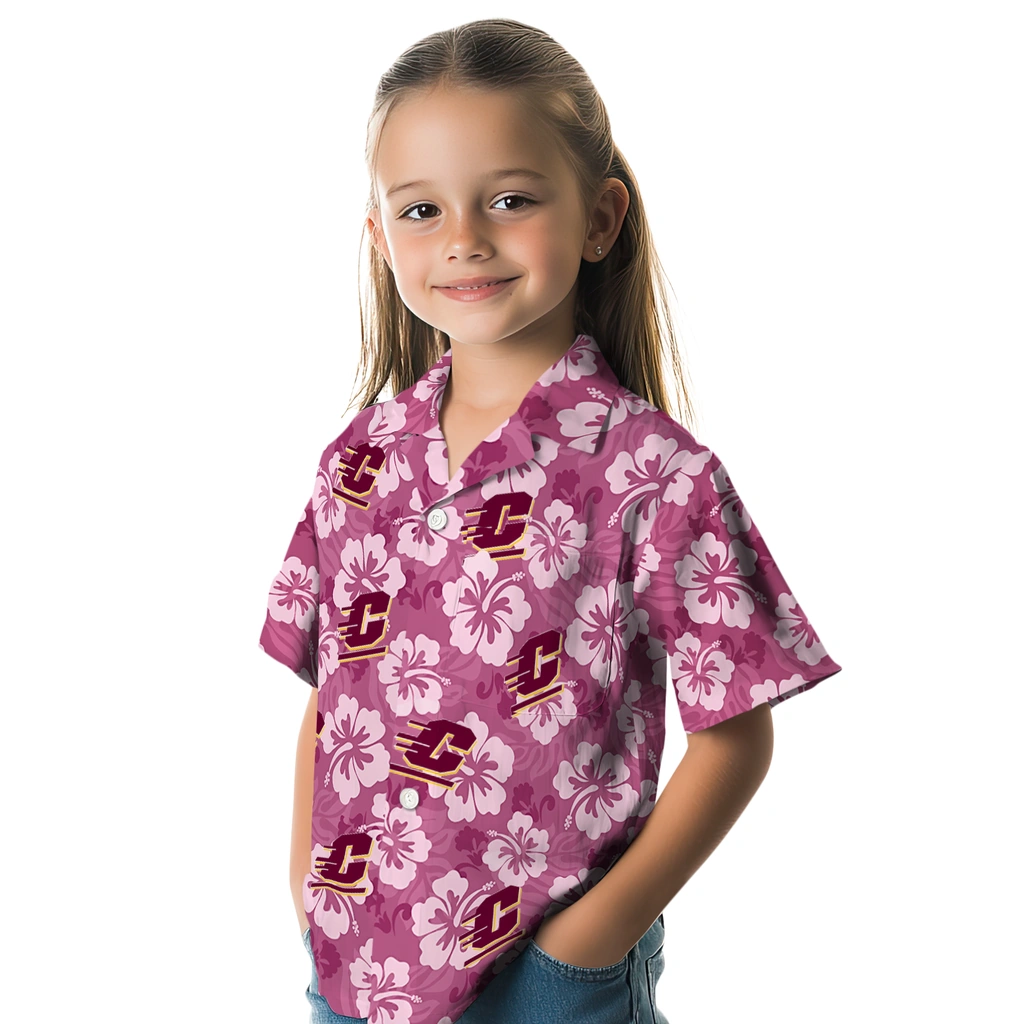 Central Michigan Chippewas Hawaiian Shirt - Hibiscus Cluster central michigan chippewas hibiscus cluster maroon hawaiian shirts premium grade