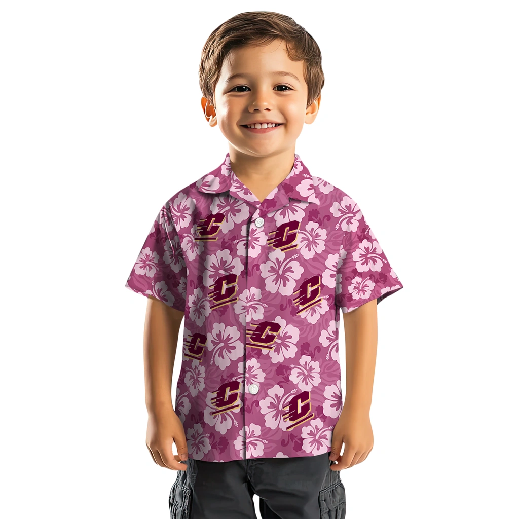 Central Michigan Chippewas Hawaiian Shirt - Hibiscus Cluster central michigan chippewas hibiscus cluster maroon hawaiian shirts top rated