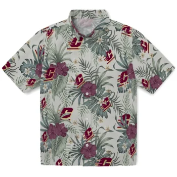 central michigan chippewas hibiscus designs beige hawaiian shirts best selling