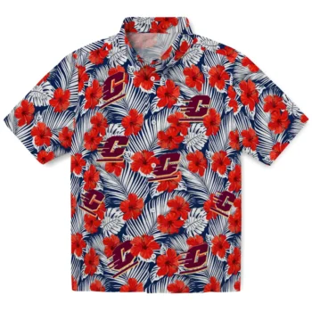 central michigan chippewas hibiscus fiesta red royal blue hawaiian shirts best selling