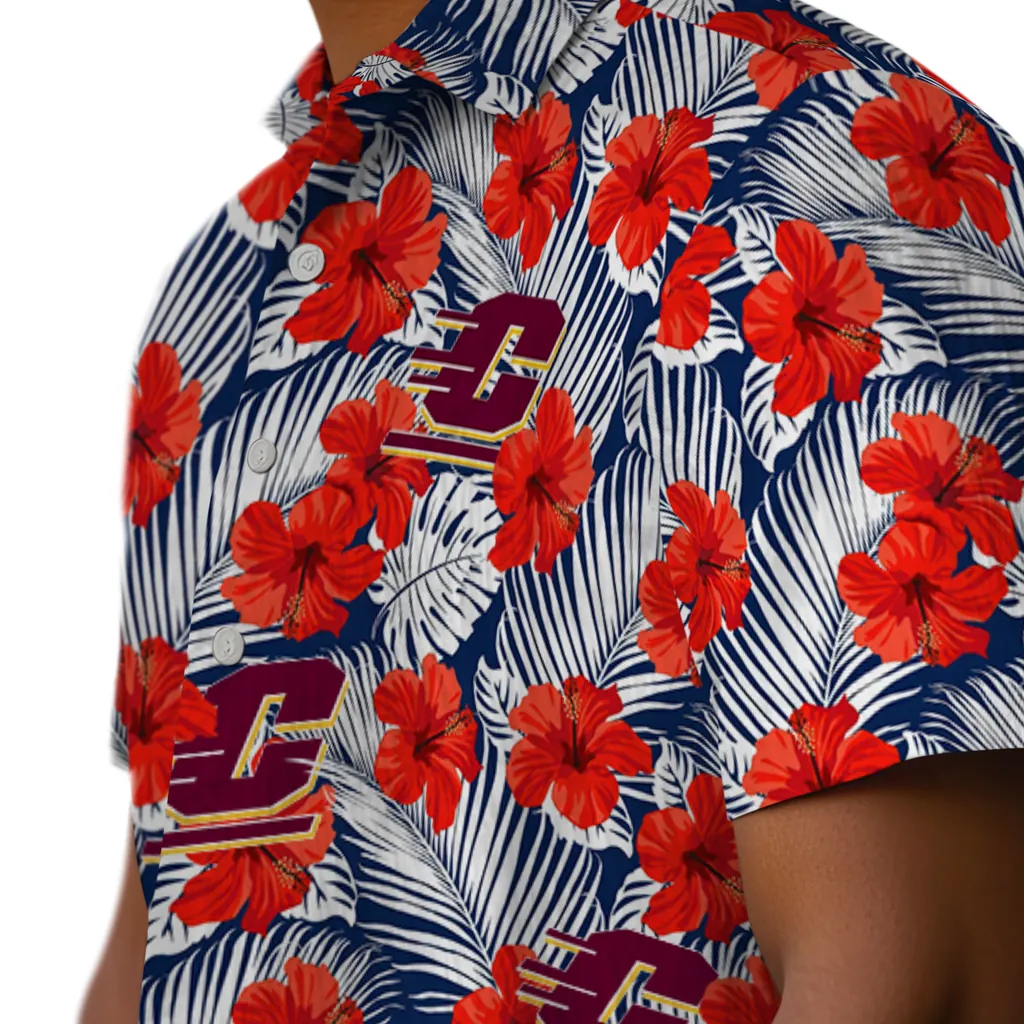 Central Michigan Chippewas Hawaiian Shirt - Hibiscus Fiesta central michigan chippewas hibiscus fiesta red royal blue hawaiian shirts trendy