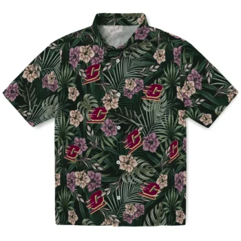 central michigan chippewas hibiscus leaves pattern green hawaiian shirts best selling