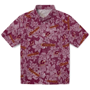central michigan chippewas hibiscus oasis maroon hawaiian shirts best selling