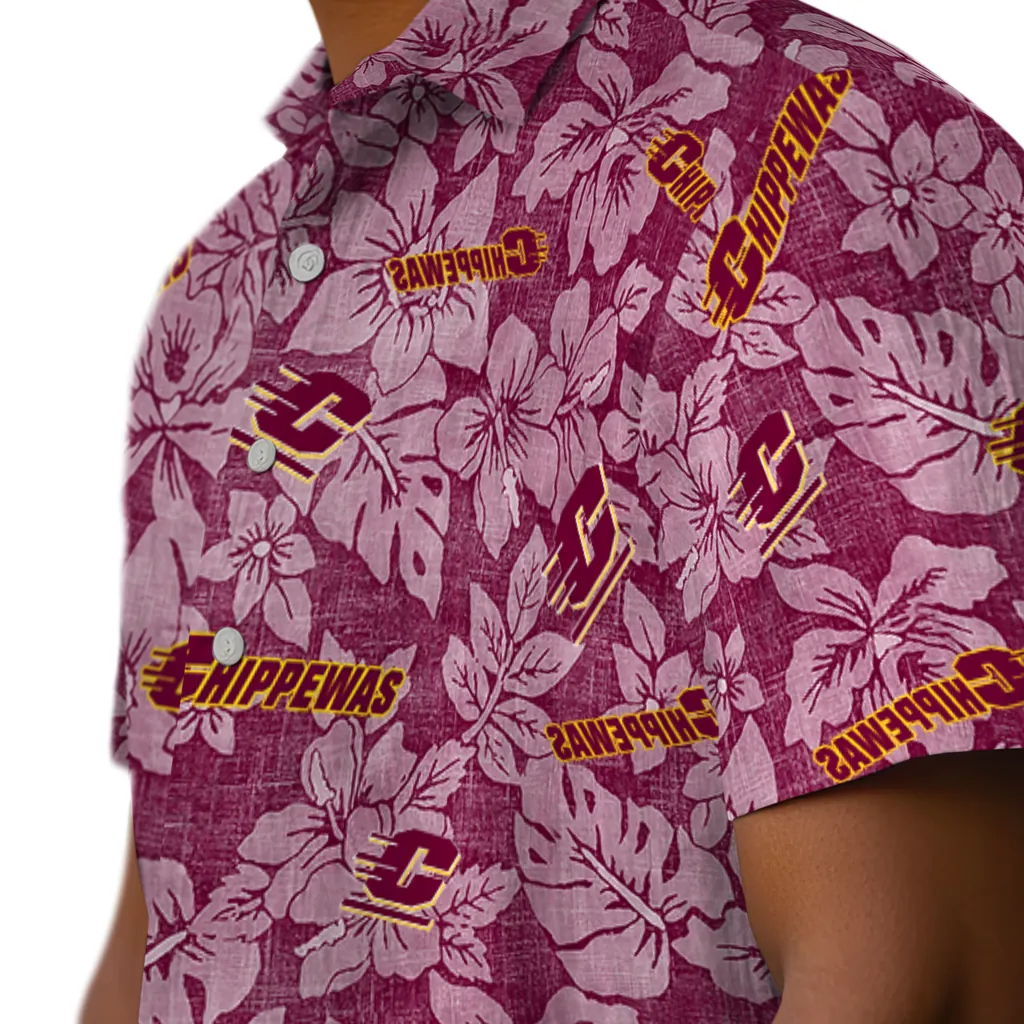 Central Michigan Chippewas Hawaiian Shirt - Hibiscus Oasis central michigan chippewas hibiscus oasis maroon hawaiian shirts trendy