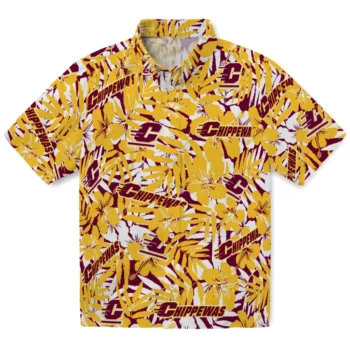 central michigan chippewas hibiscus overlay hawaiian shirts best selling