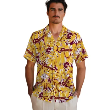 central michigan chippewas hibiscus overlay hawaiian shirts fashion forward