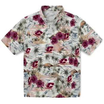 central michigan chippewas hibiscus seaside white hawaiian shirts best selling