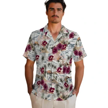 central michigan chippewas hibiscus seaside white hawaiian shirts fashion forward