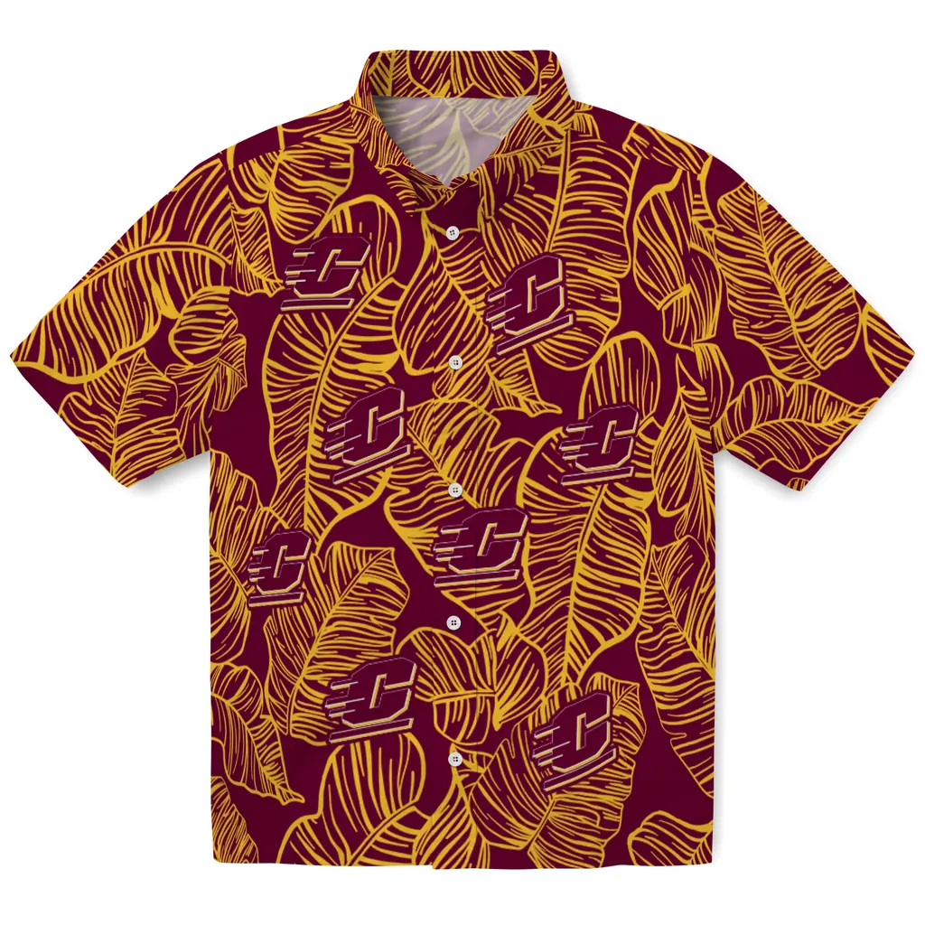 Central Michigan Chippewas Hawaiian Shirt - Leaf Outline central michigan chippewas leaf outline maroon hawaiian shirts best selling