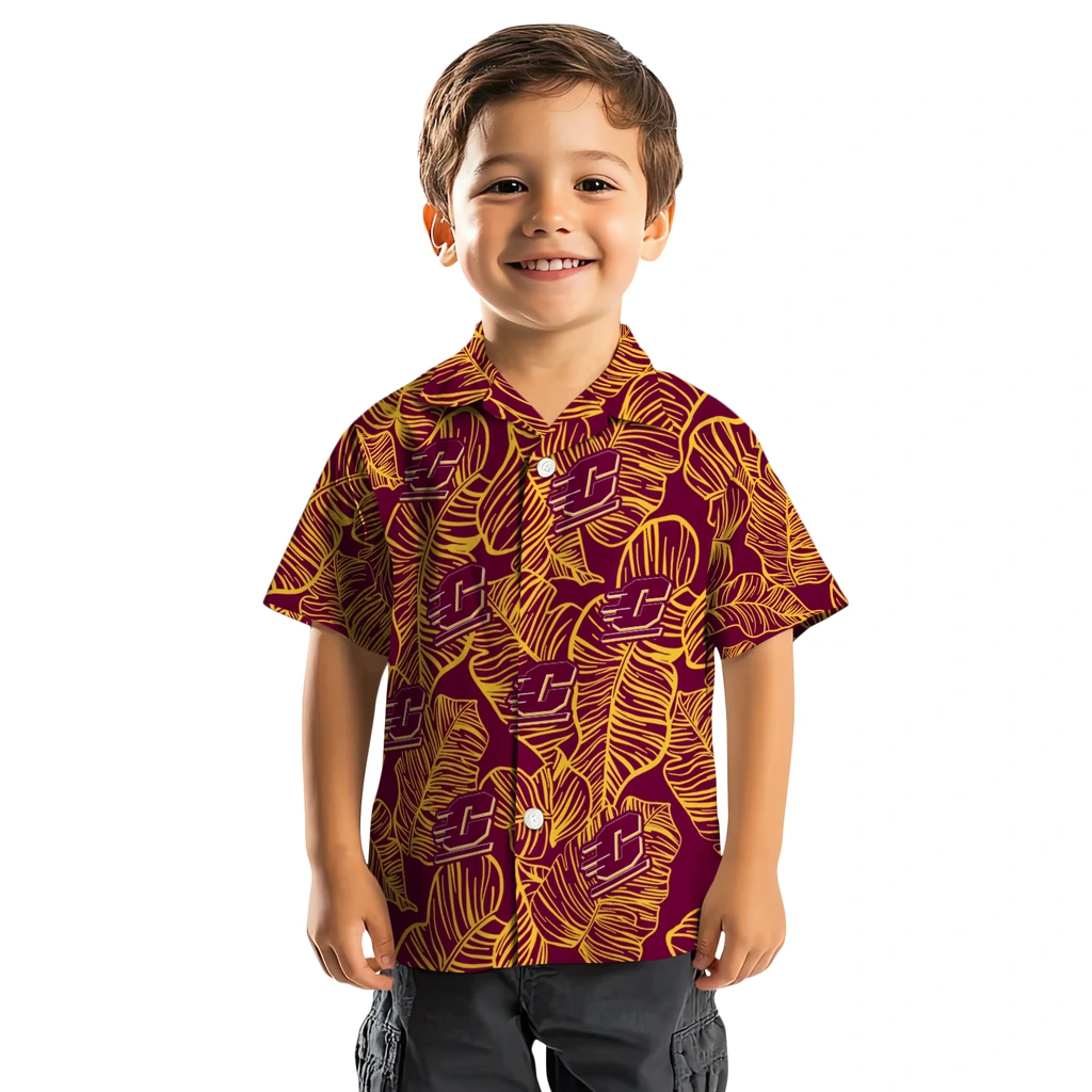 Central Michigan Chippewas Hawaiian Shirt - Leaf Outline central michigan chippewas leaf outline maroon hawaiian shirts top rated