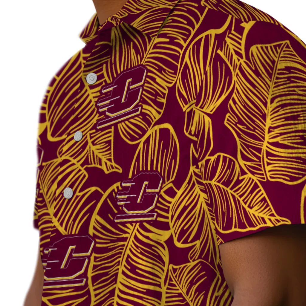Central Michigan Chippewas Hawaiian Shirt - Leaf Outline central michigan chippewas leaf outline maroon hawaiian shirts trendy