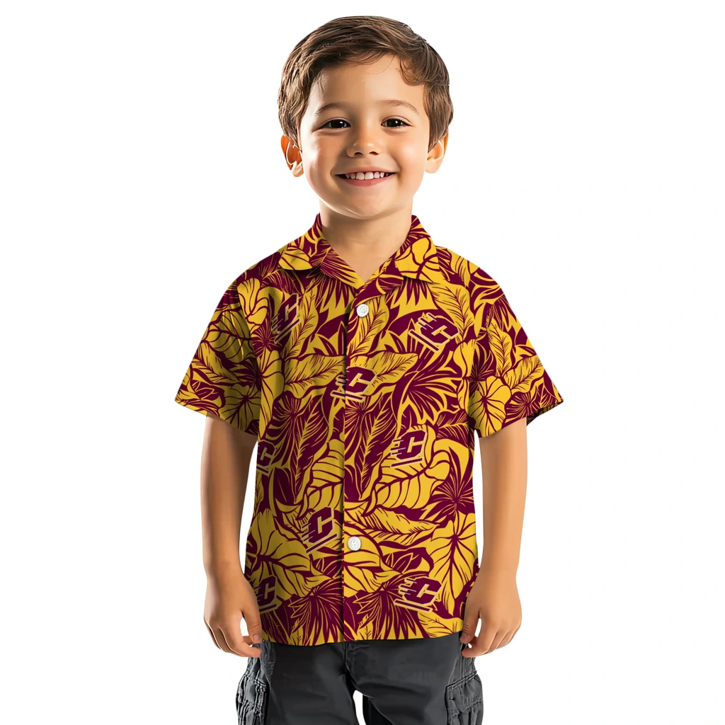 Central Michigan Chippewas Hawaiian Shirt - Monstera Layer central michigan chippewas monstera layer maroon hawaiian shirts top rated