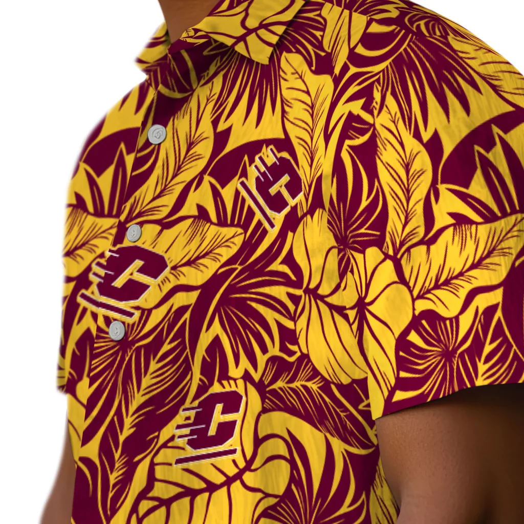 Central Michigan Chippewas Hawaiian Shirt - Monstera Layer central michigan chippewas monstera layer maroon hawaiian shirts trendy