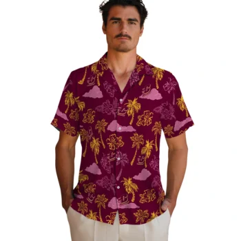 central michigan chippewas palm and clouds maroon hawaiian shirts fashion forward