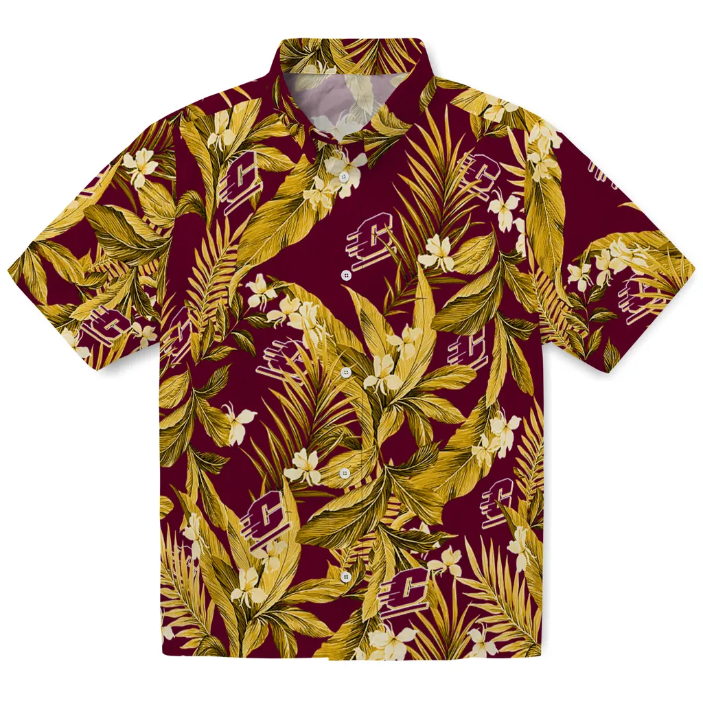 Central Michigan Chippewas Hawaiian Shirt - Palm Leaves central michigan chippewas palm leaves maroon hawaiian shirts best selling