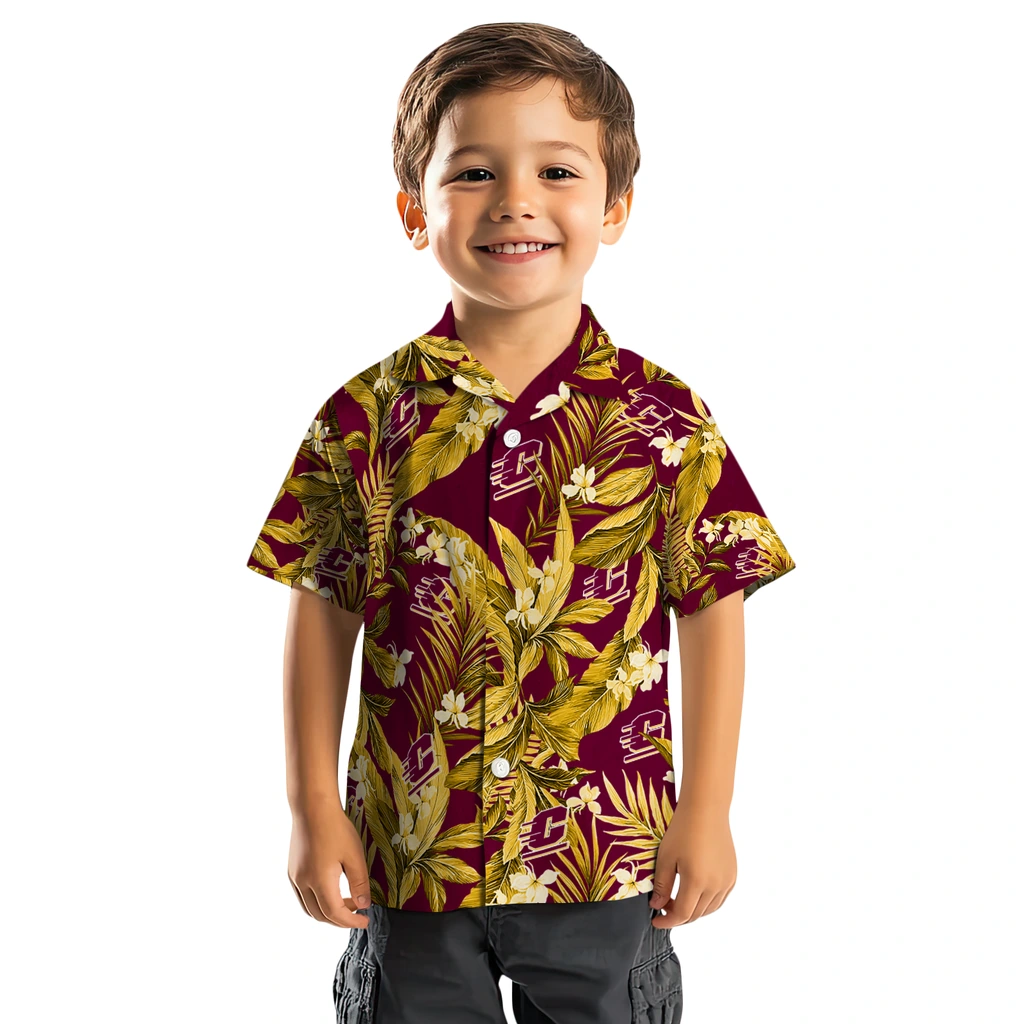 Central Michigan Chippewas Hawaiian Shirt - Palm Leaves central michigan chippewas palm leaves maroon hawaiian shirts top rated