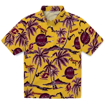 central michigan chippewas palm sunset hawaiian shirts best selling