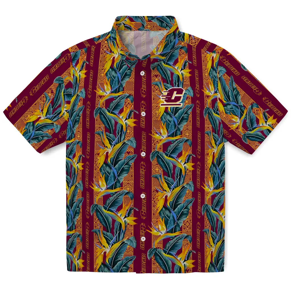 Central Michigan Chippewas Hawaiian Shirt - Paradise Vines central michigan chippewas paradise vines maroon hawaiian shirts best selling