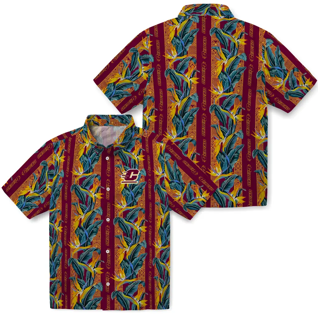 Central Michigan Chippewas Hawaiian Shirt - Paradise Vines central michigan chippewas paradise vines maroon hawaiian shirts high quality