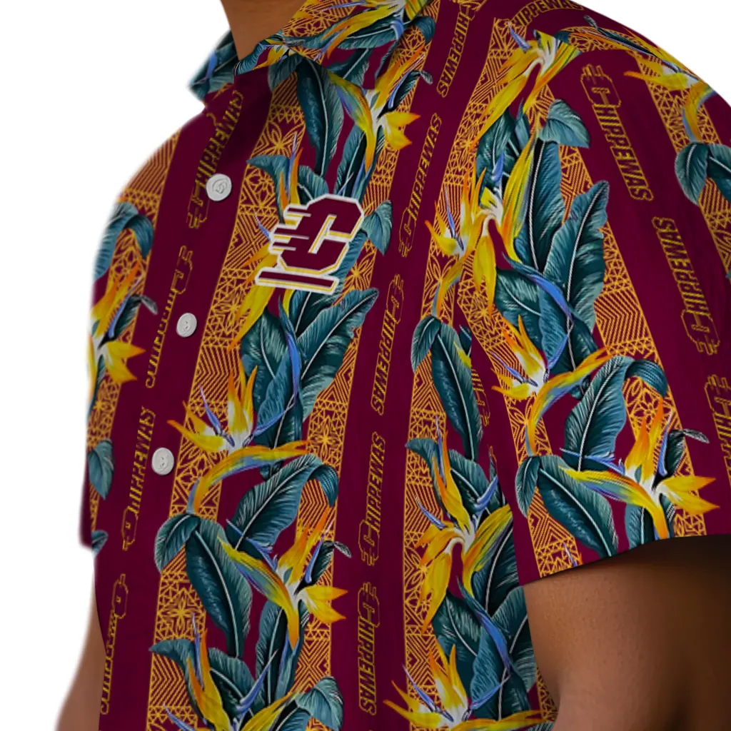 Central Michigan Chippewas Hawaiian Shirt - Paradise Vines central michigan chippewas paradise vines maroon hawaiian shirts trendy