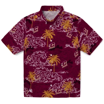 central michigan chippewas wave palm maroon hawaiian shirts best selling