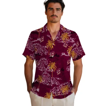 central michigan chippewas wave palm maroon hawaiian shirts fashion forward
