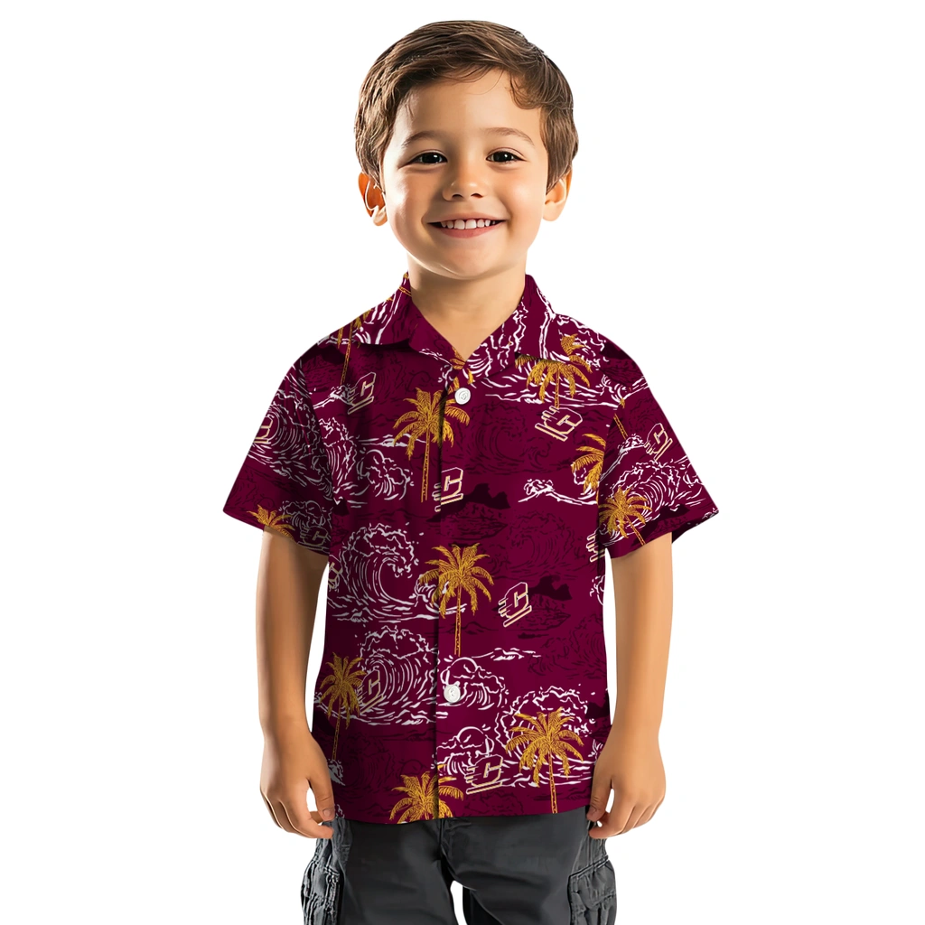 Central Michigan Chippewas Hawaiian Shirt - Wave Palm central michigan chippewas wave palm maroon hawaiian shirts top rated
