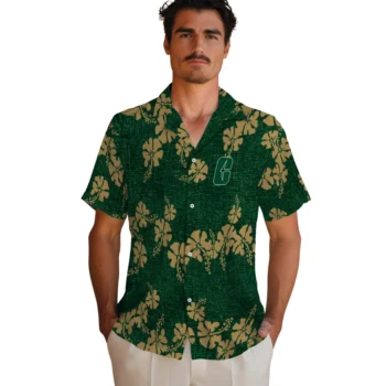 charlotte 49ers hibiscus petals green hawaiian shirts fashion forward