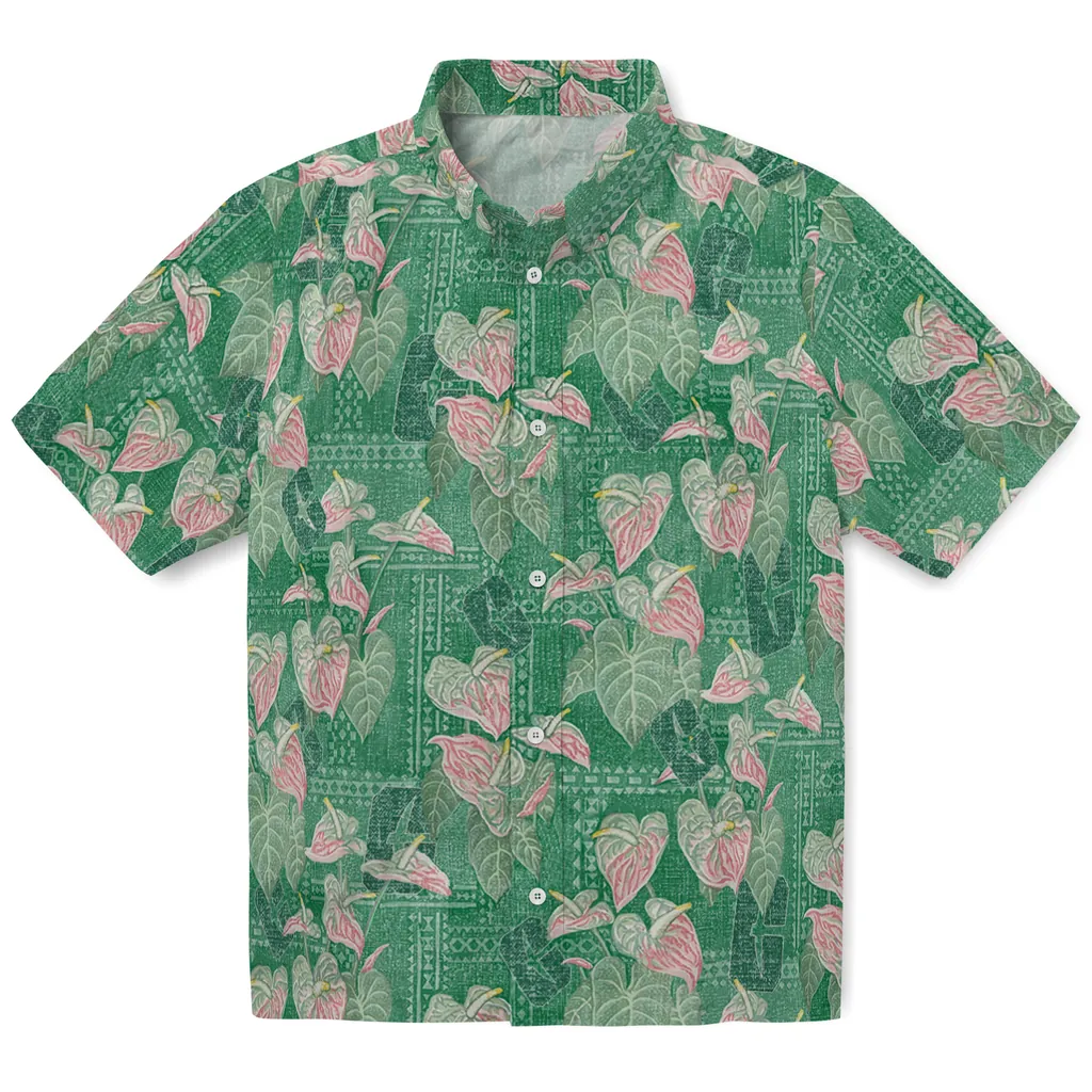 Charlotte 49ers Hawaiian Shirt - Anthurium Overlay charlotte 49ers anthurium overlay green hawaiian shirts best selling