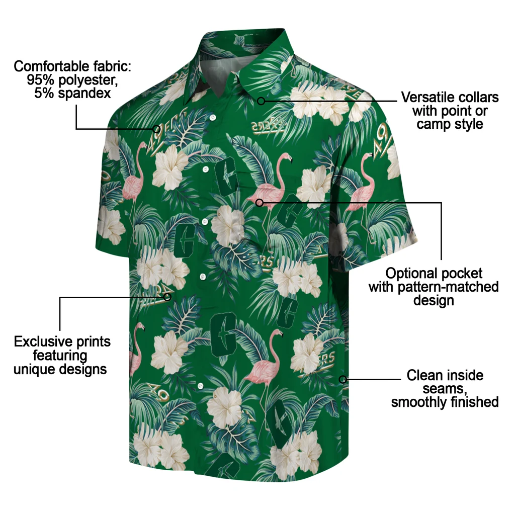 Charlotte 49ers Hawaiian Shirt - Flamingo and Hibiscus charlotte 49ers flamingo palms green hawaiian shirts new arrival