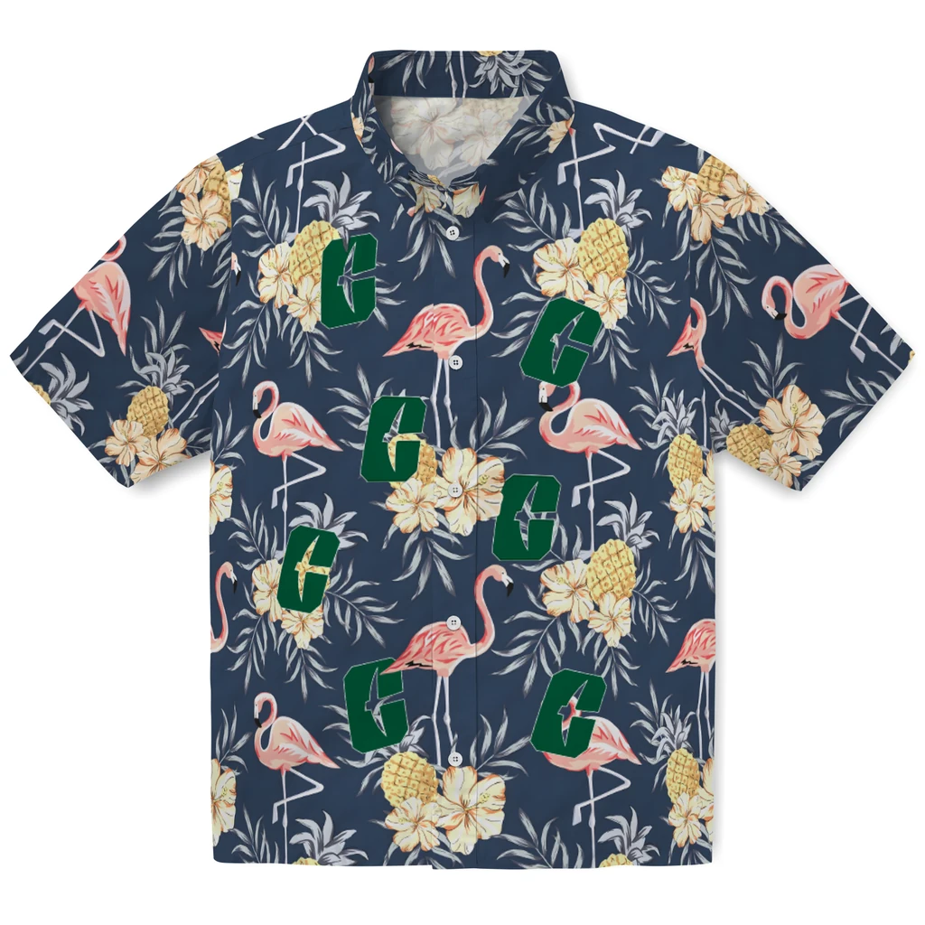Charlotte 49ers Hawaiian Shirt - Flamingo Hibiscus charlotte 49ers flamingo hibiscus navy hawaiian shirts best selling