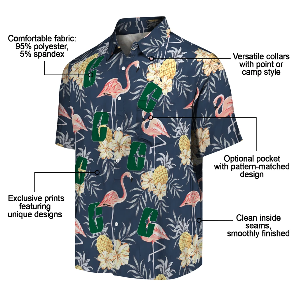 Charlotte 49ers Hawaiian Shirt - Flamingo Hibiscus charlotte 49ers flamingo hibiscus navy hawaiian shirts new arrival