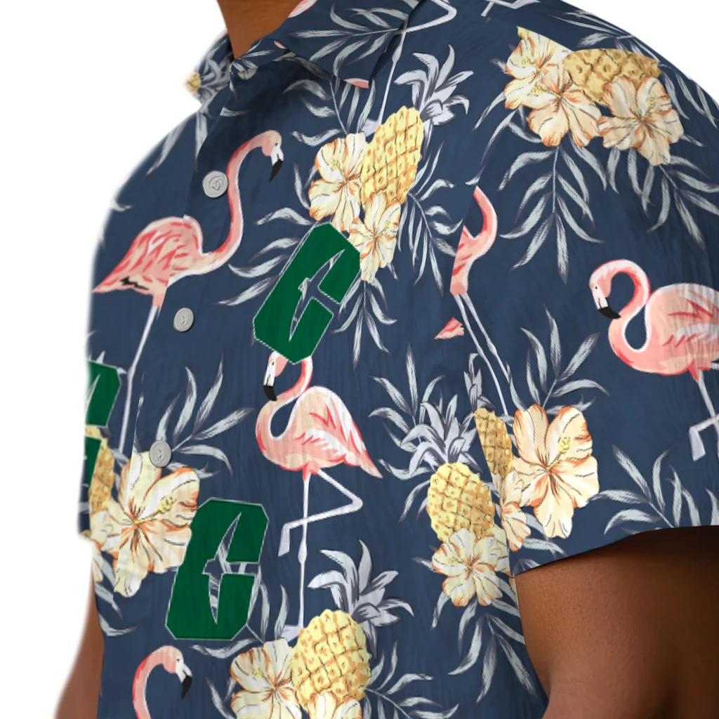 Charlotte 49ers Hawaiian Shirt - Flamingo Hibiscus charlotte 49ers flamingo hibiscus navy hawaiian shirts trendy