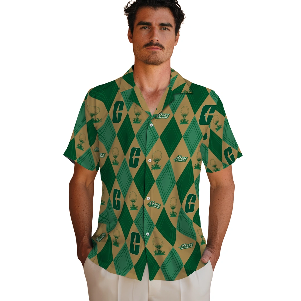 Charlotte 49ers Hawaiian Shirt - Golfing Plaid charlotte 49ers balloon plaid green hawaiian shirts fashion forward