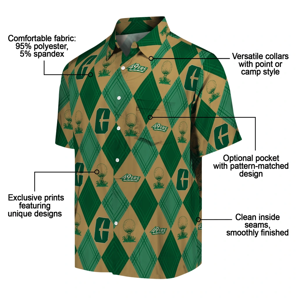 Charlotte 49ers Hawaiian Shirt - Golfing Plaid charlotte 49ers balloon plaid green hawaiian shirts new arrival