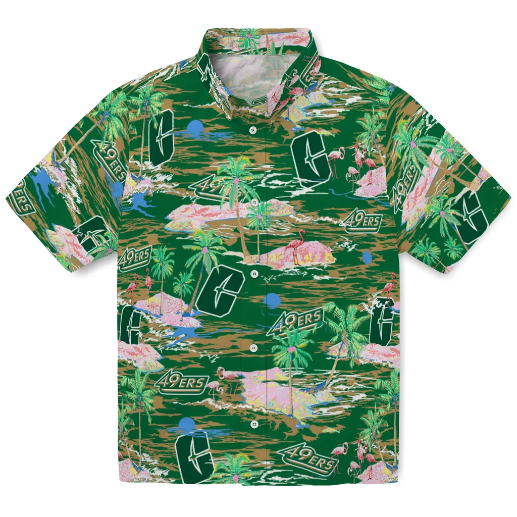 Charlotte 49ers Hawaiian Shirt - Hawaii Island charlotte 49ers flamingo retreat green hawaiian shirts best selling