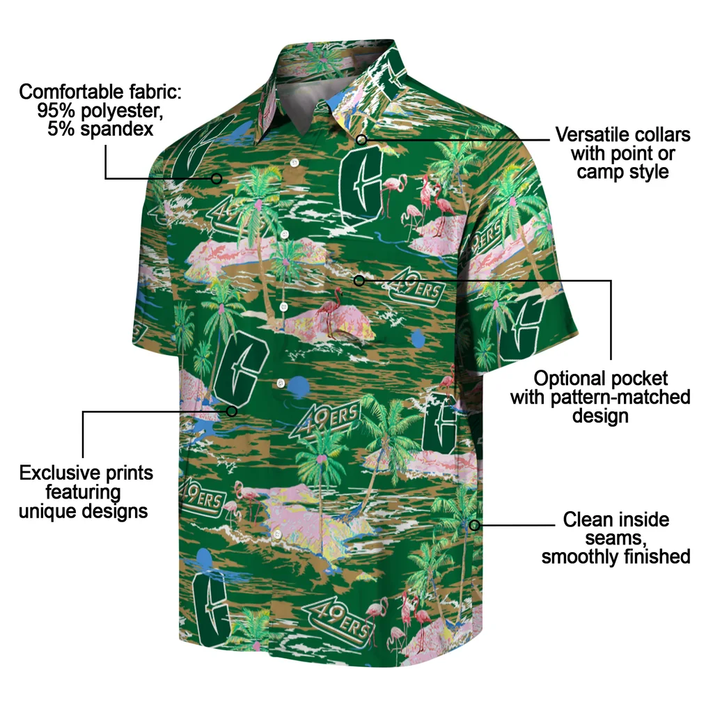 Charlotte 49ers Hawaiian Shirt - Hawaii Island charlotte 49ers flamingo retreat green hawaiian shirts new arrival