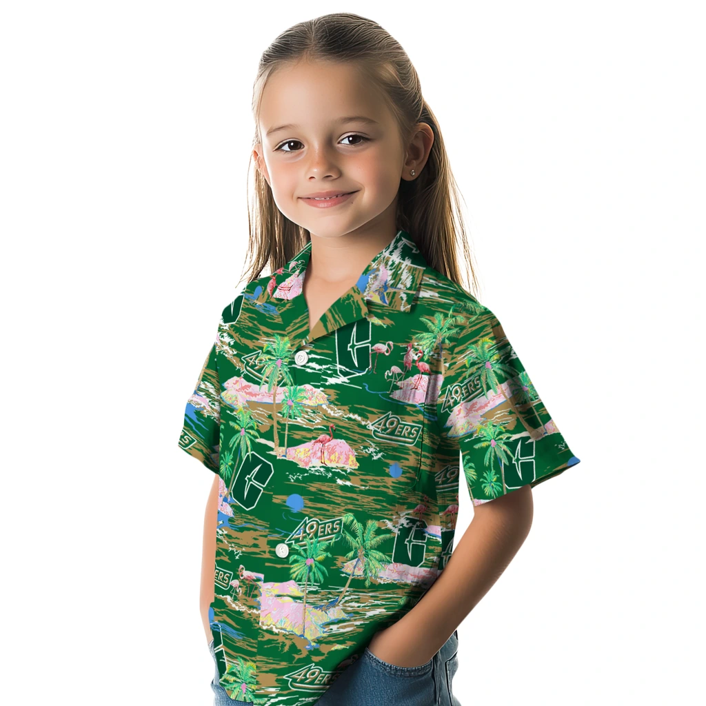 Charlotte 49ers Hawaiian Shirt - Hawaii Island charlotte 49ers flamingo retreat green hawaiian shirts premium grade