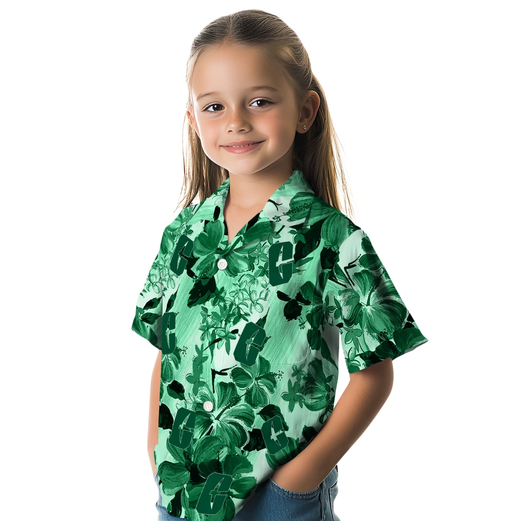 Charlotte 49ers Hawaiian Shirt - Hibiscus Arrangement charlotte 49ers hibiscus arrangement green hawaiian shirts premium grade