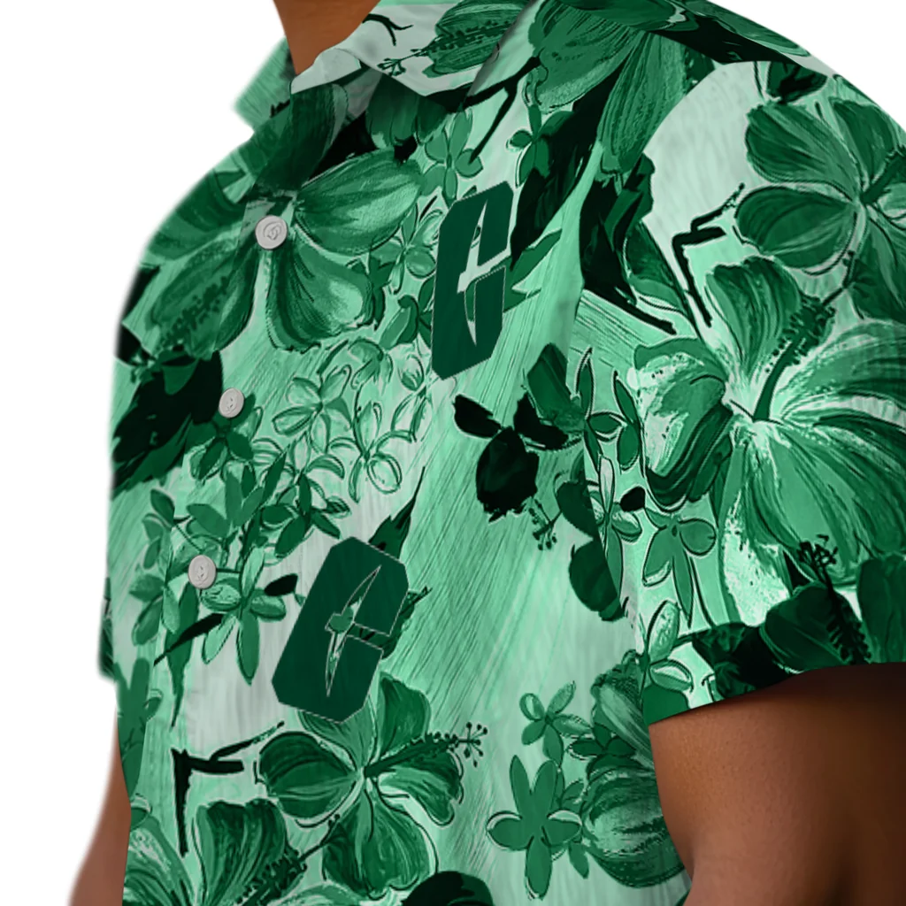 Charlotte 49ers Hawaiian Shirt - Hibiscus Arrangement charlotte 49ers hibiscus arrangement green hawaiian shirts trendy