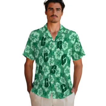 charlotte 49ers hibiscus cluster green hawaiian shirts fashion forward