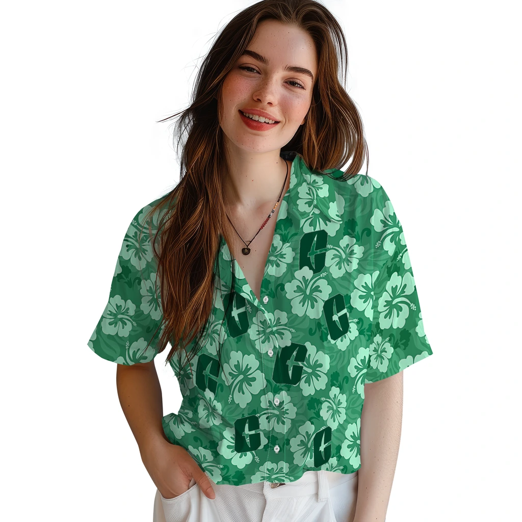 Charlotte 49ers Hawaiian Shirt - Hibiscus Cluster charlotte 49ers hibiscus cluster green hawaiian shirts latest model