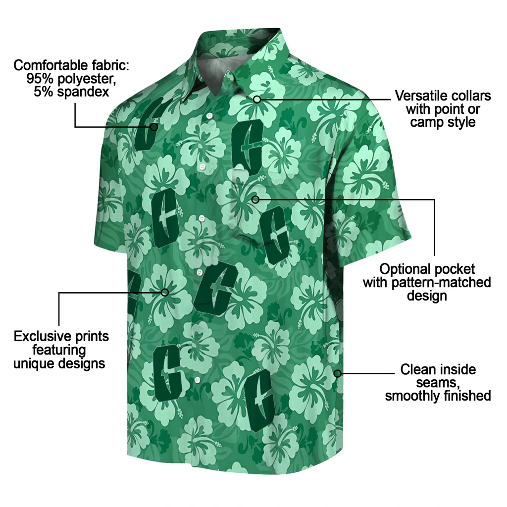 Charlotte 49ers Hawaiian Shirt - Hibiscus Cluster charlotte 49ers hibiscus cluster green hawaiian shirts new arrival