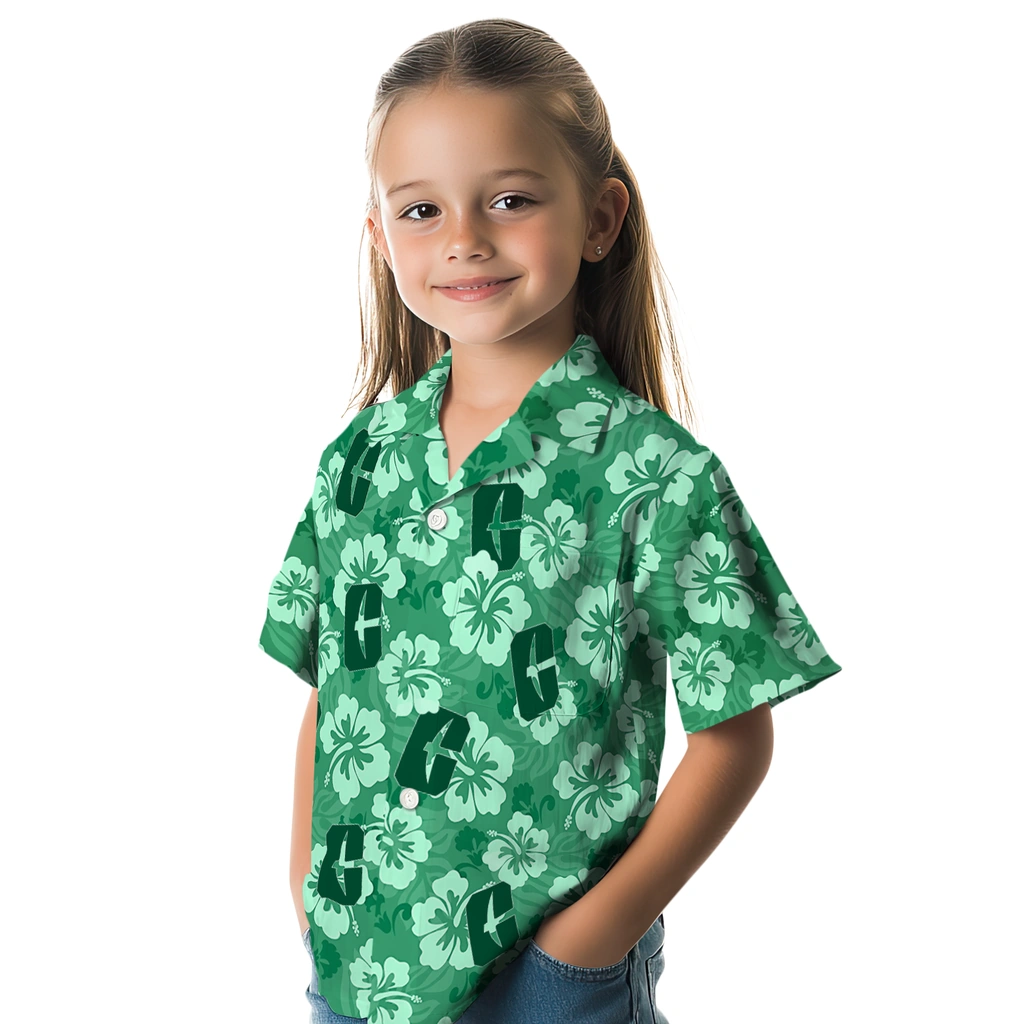 Charlotte 49ers Hawaiian Shirt - Hibiscus Cluster charlotte 49ers hibiscus cluster green hawaiian shirts premium grade