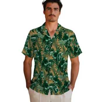 charlotte 49ers hibiscus exotic green hawaiian shirts fashion forward