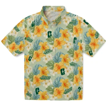 charlotte 49ers hibiscus mood pale lime yellow hawaiian shirts best selling