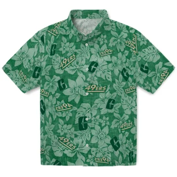charlotte 49ers hibiscus oasis green hawaiian shirts best selling